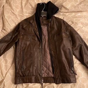 Calvin Klein brown leather jacket, size small
